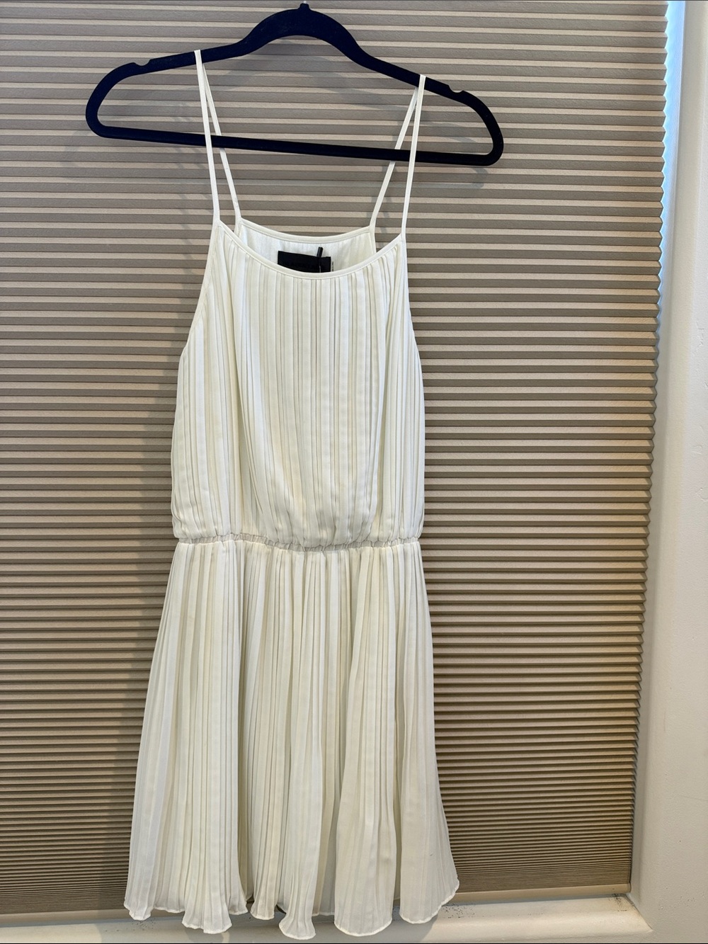 Blaque Label Cream Pleated Spaghetti-Strap Sundress